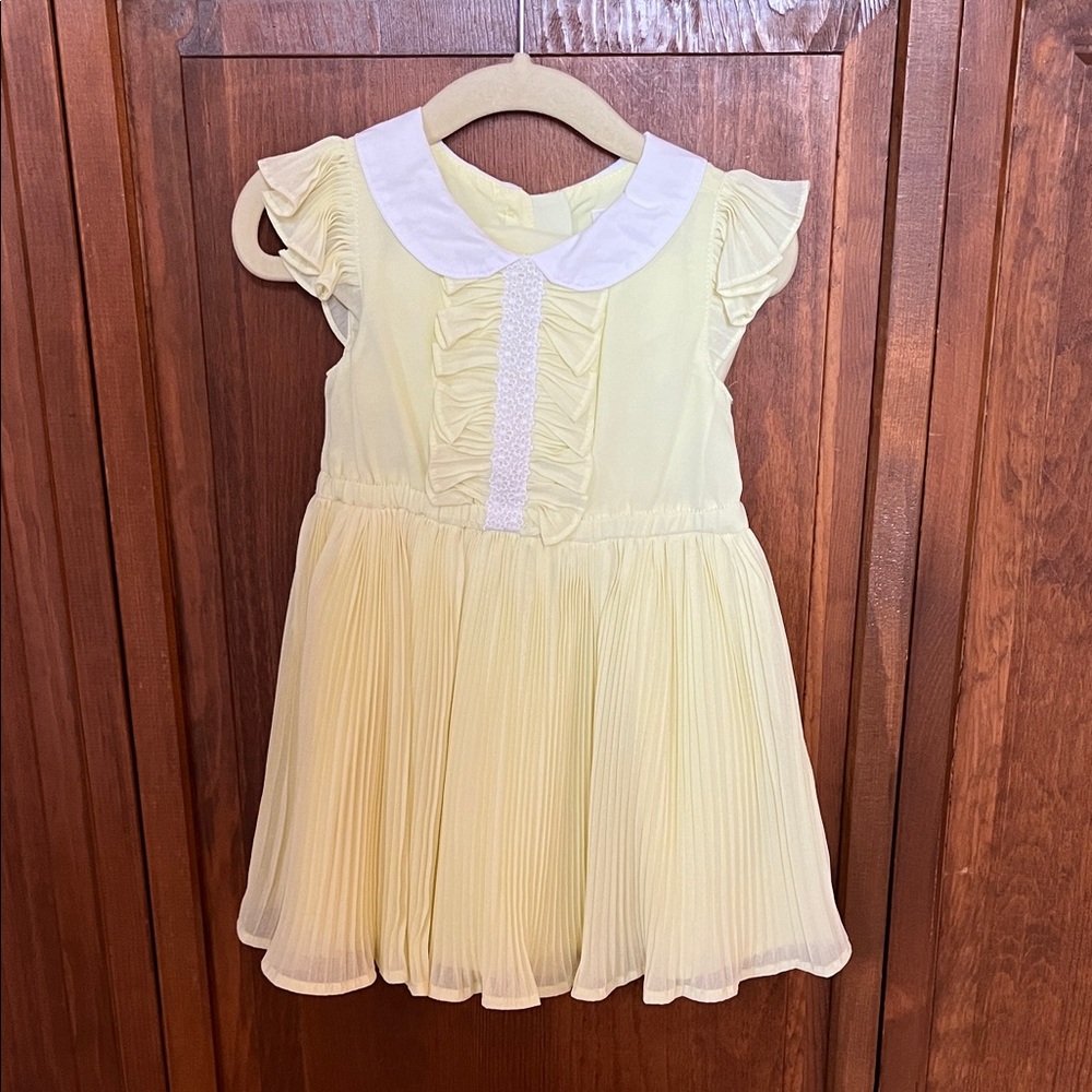 Janie and Jack Easter Dress Pastel Butter Yellow Ruffle Sz. 18-24m Like New